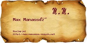 Max Manassé névjegykártya